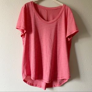 Lululemon Pink Striped Scoop Short Sleeve Tee 10